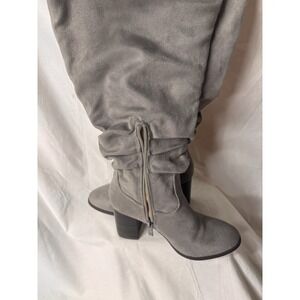 Farylrobin Stacked Heel Slouchy Knee High boots‎ size 6new gray suede boots
